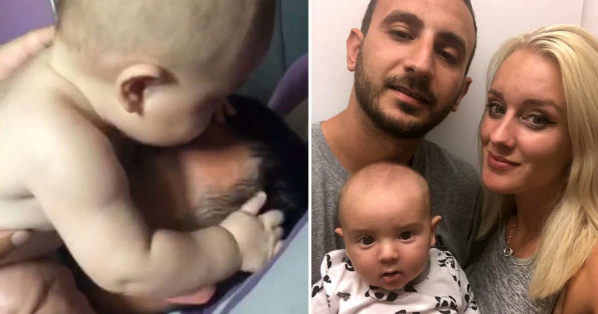 baby throws up father.jpg?resize=1200,630 - Video Of A Baby Throwing Up On Father When He Was Cuddling Him