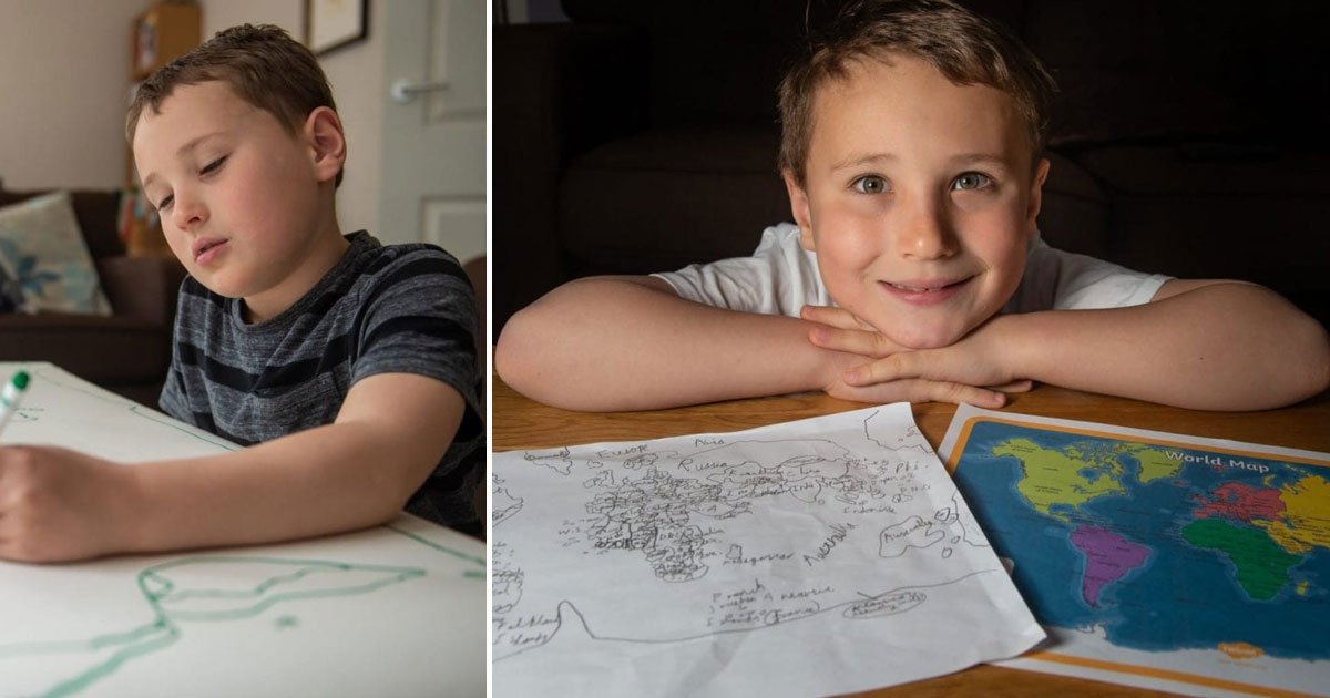 boy can draw world map.jpg?resize=412,275 - Seven-Year-Old With Autism Can Accurately Draw The Map Of The World Within 15 Minutes