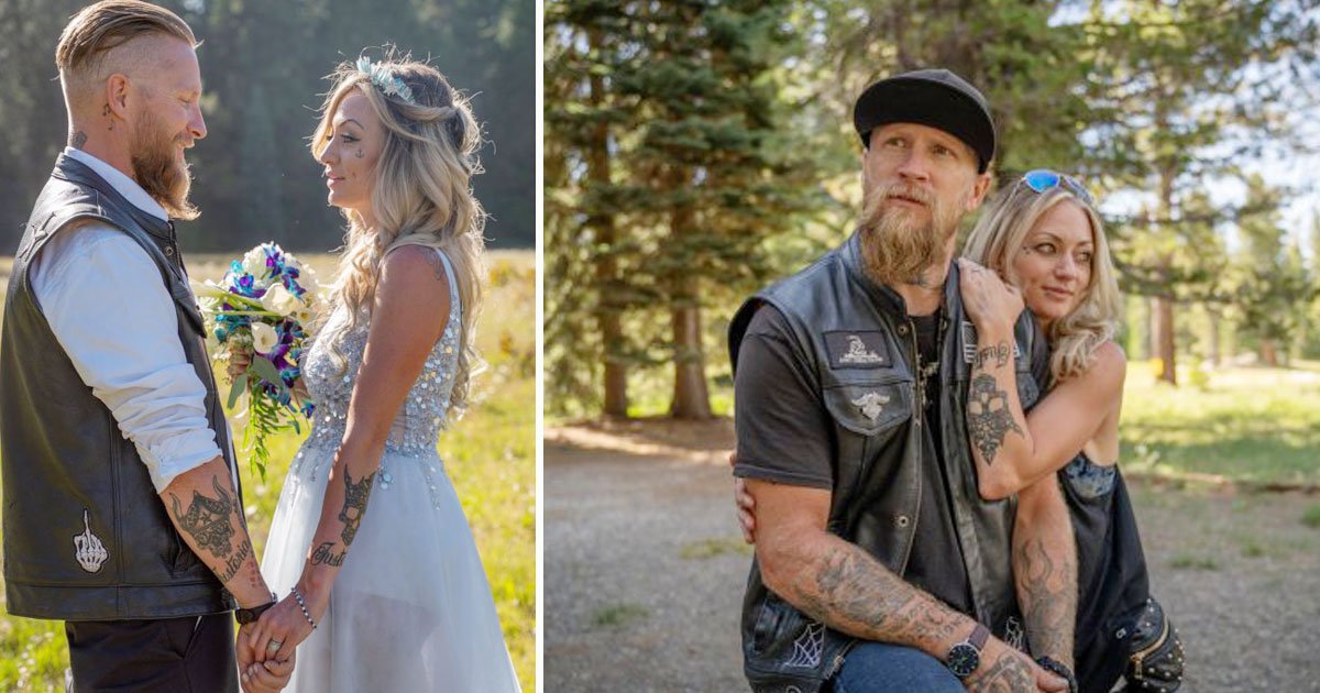 couple biker themed wedding.jpg?resize=1200,630 - A Couple Had Biker-Themed Wedding Just Weeks After Their Bike Collided With A Deer