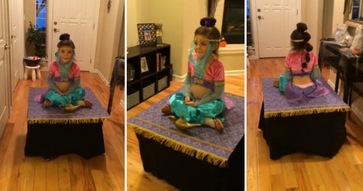 d6 13.png?resize=1200,630 - Cute Little Girl Dresses Up As A Genie for Halloween And Her Magic Carpet Can Move
