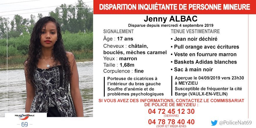 disparition.jpg?resize=412,275 - Alerte disparition: Jenny Albac, 17 ans, est introuvable depuis le 4 septembre