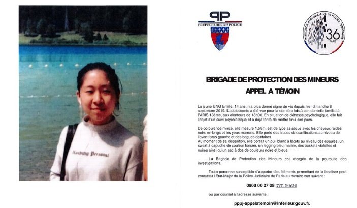 emilie ung.jpg?resize=412,275 - Alerte Disparition: Émilie Ung une jeune fille de 14 ans a disparu depuis le 8 septembre dernier