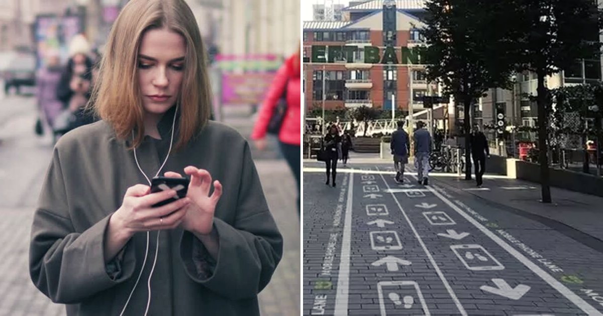 lanes5.png?resize=1200,630 - Au Royaume-Uni, des zones piétonnes d'un nouveau genre voient le jour. Elles sont réservées aux gens qui marchent lentement car ils sont collés à leurs téléphones !