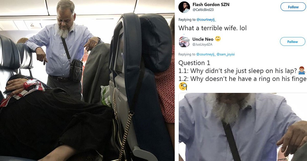 people questioned validity of picture of man standing on a flight for six hours so his wife could sleep on seat.jpg?resize=412,275 - A Man Allegedly Stood On A Flight For Six Hours So His Wife Could Sleep On The Seats