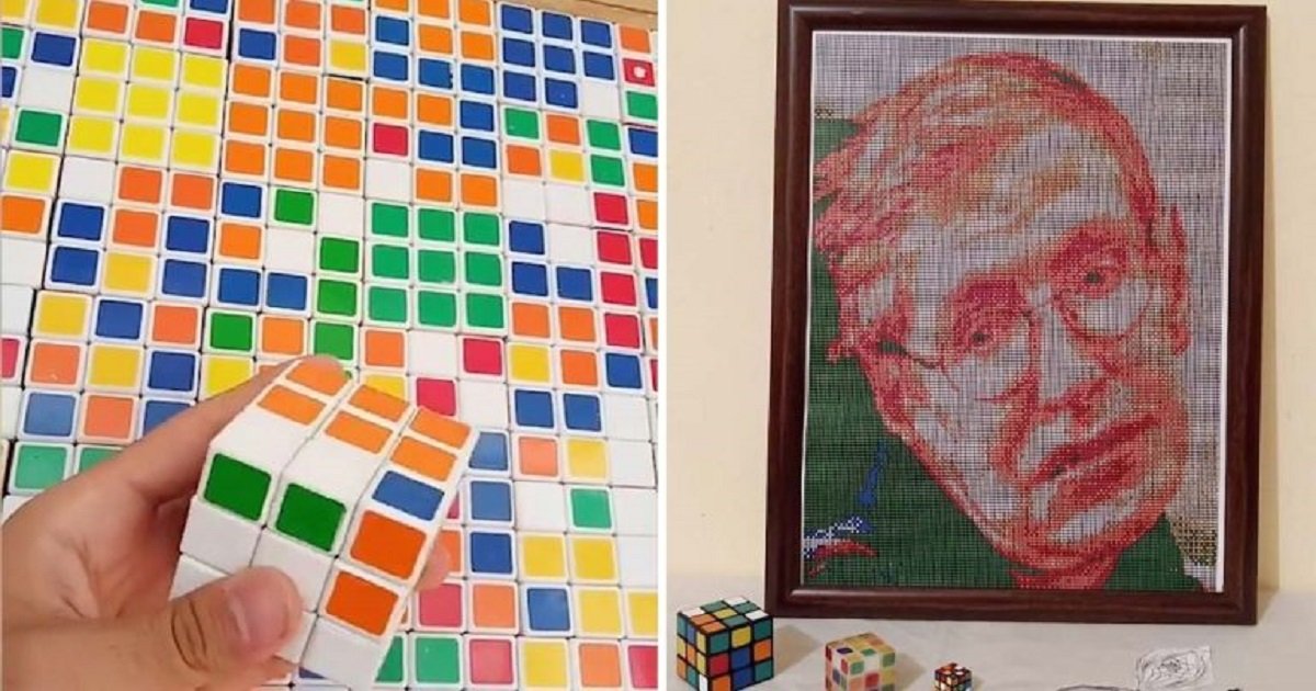 r3 7.jpg?resize=1200,630 - Un artiste talentueux a donné au cubisme une toute nouvelle signification avec d'incroyables portraits réalisés à partir de Rubik’s Cubes