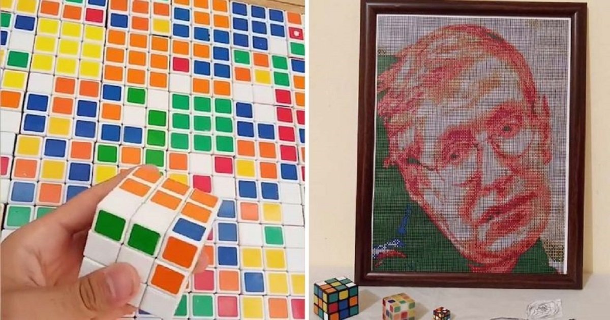 r3 7.jpg?resize=412,275 - Talented Artist Gave Cubism A Whole New Meaning With Amazing Portraits Made From Rubik's Cubes