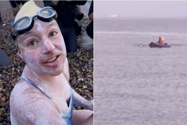 reuters 2.jpg?resize=1200,630 - Hommage à tous les survivants du cancer : elle traverse 4 fois la Manche à la nage sans s'arrêter