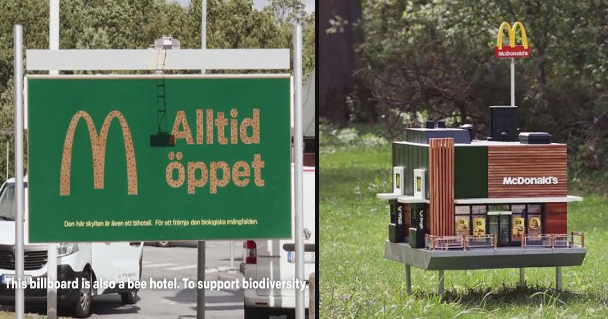 untitled 1 75.jpg?resize=1200,630 - En Suède, McDonald's a créé des petits hôtels à abeilles destinés à être accrochés derrière les panneaux publicitaires