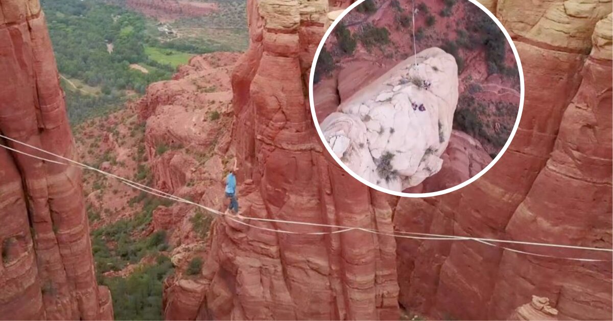 untitled design 42 1.png?resize=412,232 - Brave Man Filmed Himself Walking On Tightrope 300 Feet High Despite Fear Of Heights