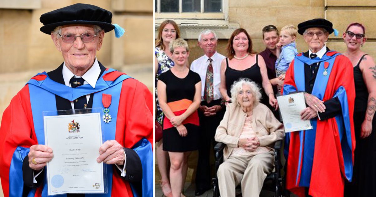 veteran second phd.jpg?resize=1200,630 - World War II Veteran - Who Is One Of Britain’s Oldest University Students - Awarded His Second Ph.D At 95