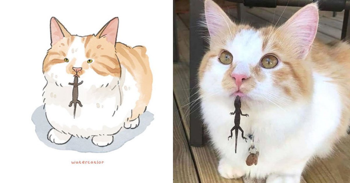 water color.png?resize=1200,630 - 30 Of The Most Hilarious Internet-Famous Cat Pictures Get ‘Watercolorized’ And The Results Are Stunning