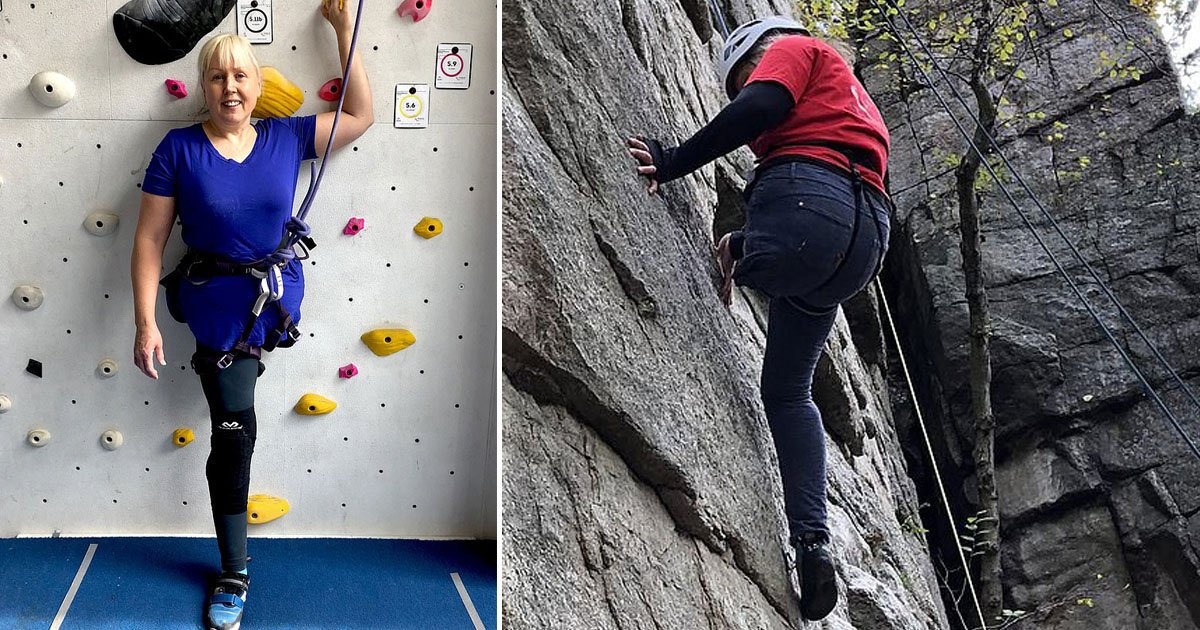 woman rock climbing.jpg?resize=412,232 - 51-Year-Old Nurse - Who Lost Her Leg During An Accident - Has Taken Up Rock Climbing