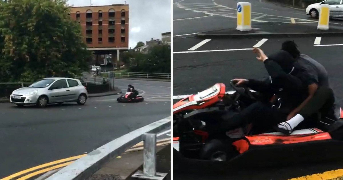 a 23.jpg?resize=412,232 - Two Teenagers Spotted Racing Around In Go-Karts At A Busy Roundabout