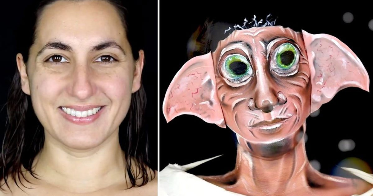 artist turned dobby the elf.jpg?resize=1200,630 - Makeup Artist Transformed Herself Into Dobby The House Elf