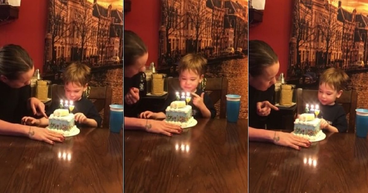 c4.jpg?resize=412,232 - Cet adorable petit garçon n'a pas réussi à comprendre qu'il était censé souffler ses bougies d'anniversaire