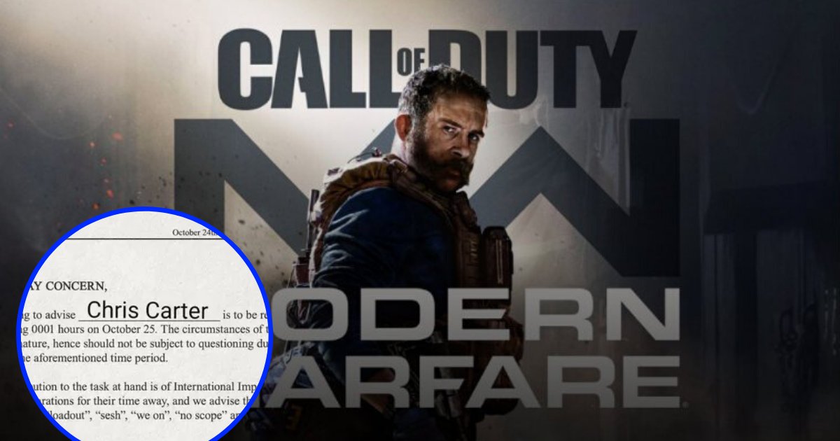 cod6.png?resize=412,275 - Man Sent Boss A Letter Asking To Be Excused From Work Because Of New 'Call Of Duty' Release