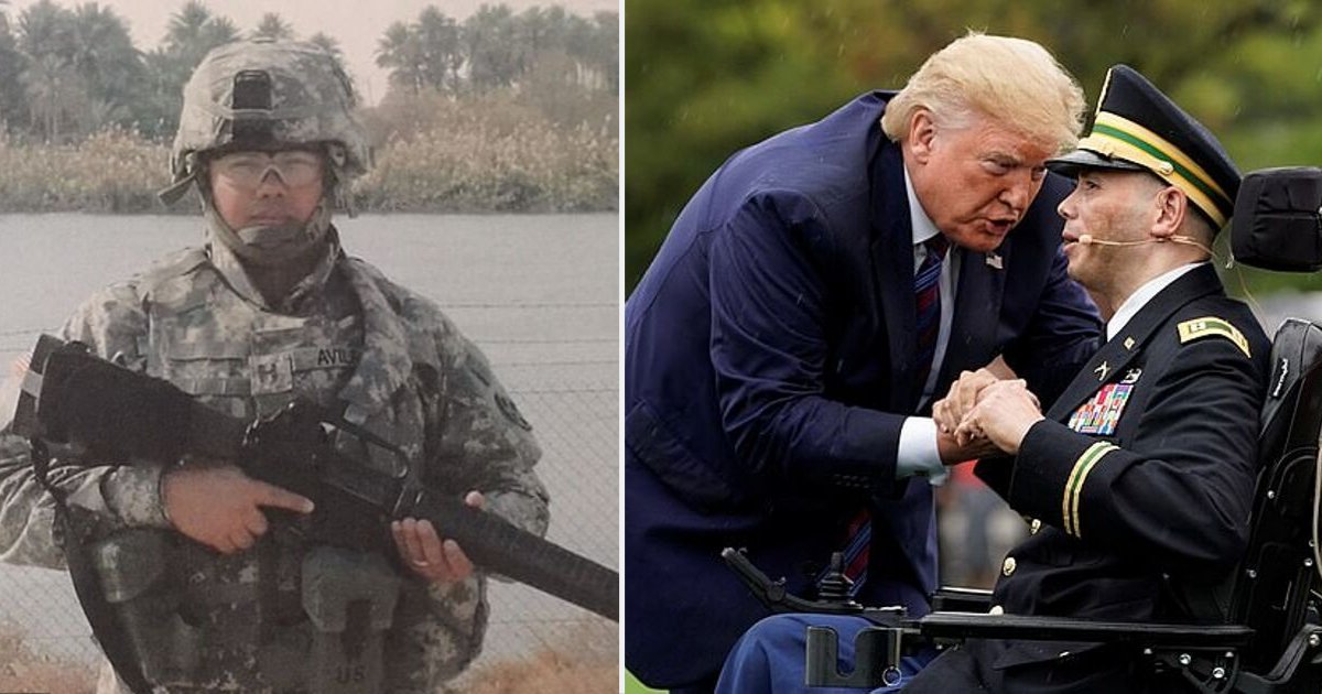 d 2 1.png?resize=1200,630 - A Heartwarming Moment When Donald Trump Hugs The Injured Afghanistan Hero