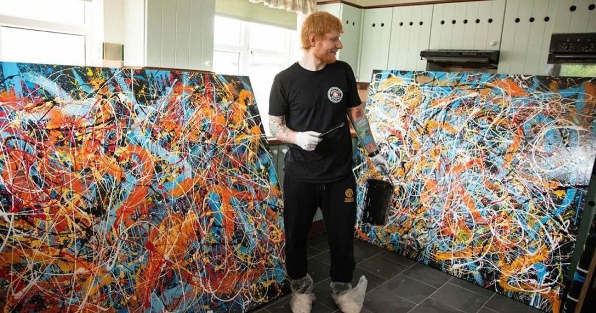 Одно время я увлекался живописью. Человек увлечен картиной в музее. Ed Sheeran Art. Знаменитость заинтересовалась.