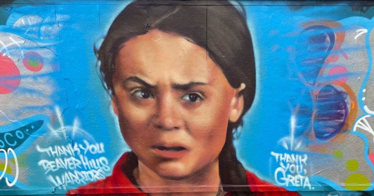 greta thunbergs mural vandalised with a slur and pro oil messages.jpg?resize=412,232 - Greta Thunberg’s Mural Vandalized In Canada - "This Is Oil Country"
