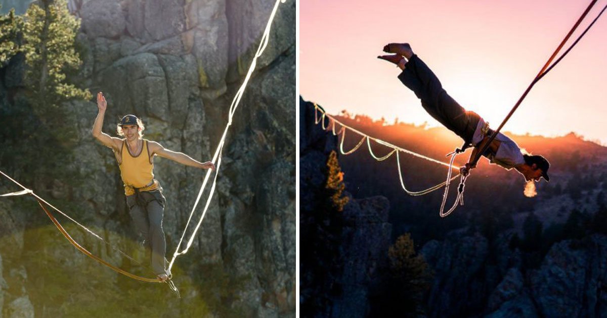 highliner multiple flips slackline.jpg?resize=412,275 - Ce véritable acrobate effectue plusieurs figures sur une slackline sans le moindre équipement de sécurité