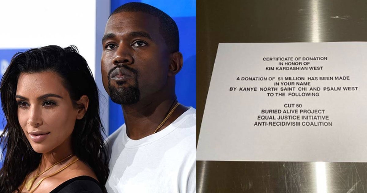 kanye west made 1 million donation to charity for kim kardashians birthday.jpg?resize=1200,630 - Kanye a fait don d'un million de dollars au nom de Kim Kardashian à des œuvres caritatives pour son anniversaire