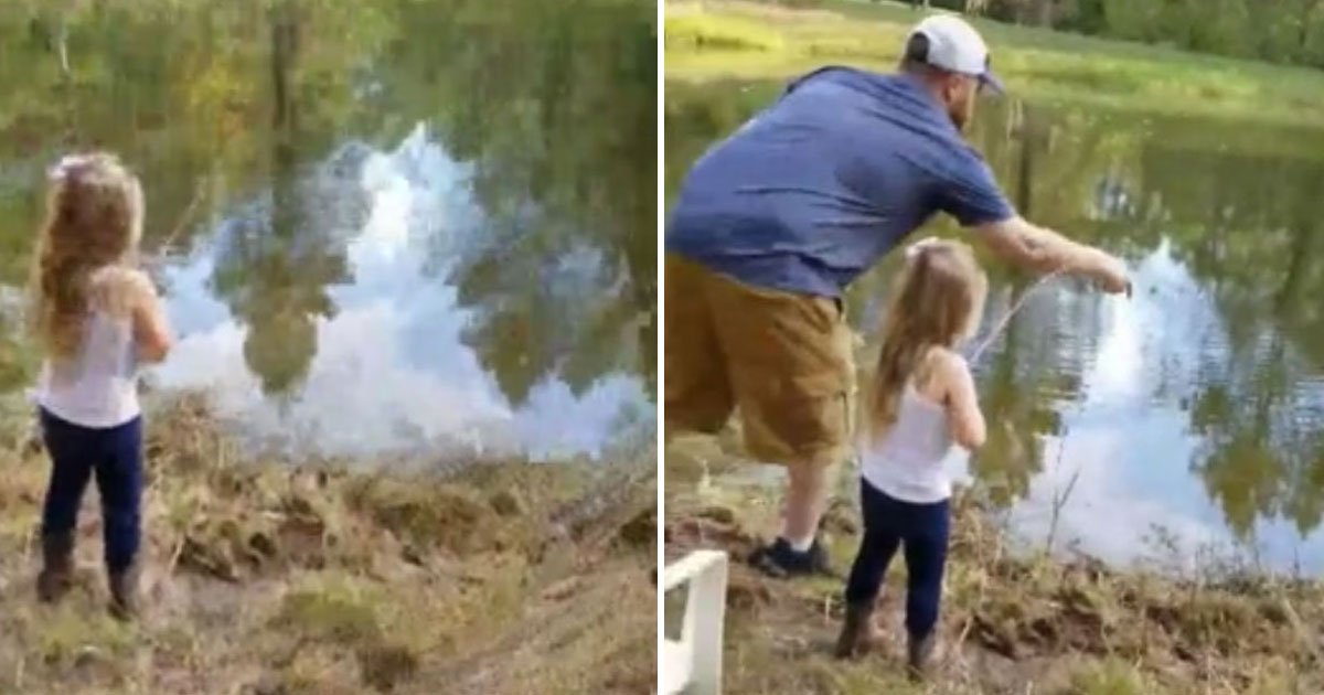 little girl catches fish.jpg?resize=412,232 - Four-Year-Old Caught A Fish Half Her Size With A Barbie Fishing Rod