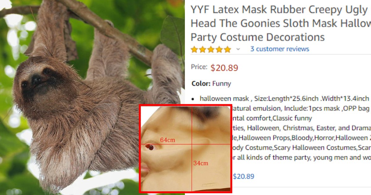 mask7.png?resize=412,232 - Someone Is Selling A Latex Mask Of SLOTH But It Looks More Like A Bum
