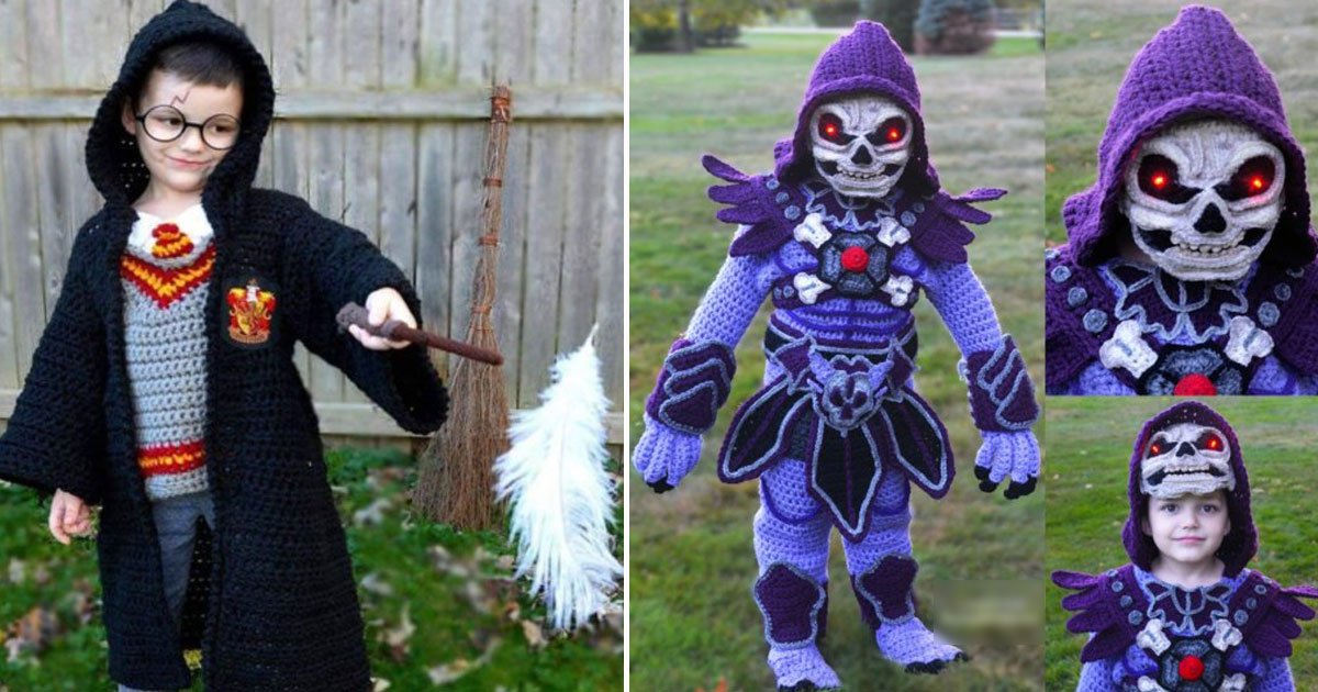 mother crotchet halloween costumes.jpg?resize=412,232 - Mother Makes Incredible Halloween Crochet Costumes For Her Four Boys