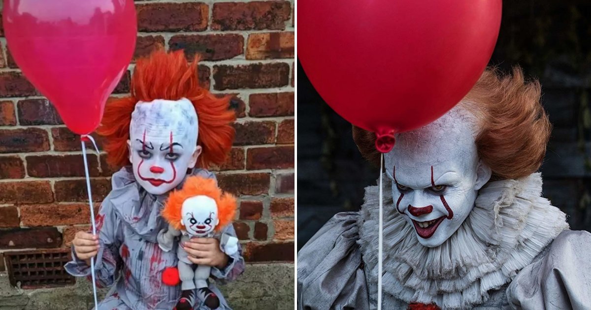 pennywise4.png?resize=412,275 - Mother Transformed Her Son Into Pennywise With Budget-Friendly Halloween Costume