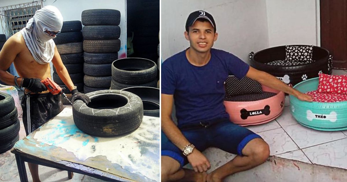 pet bed.png?resize=1200,630 - Un artiste attentionné transforme de vieux pneus en lits pour les animaux errants