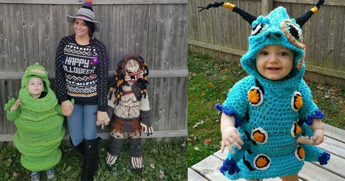 this woman crochets amazing full body halloween costumes for her kids.jpg?resize=1200,630 - Cette femme crée des costumes d'Halloween complets au crochet pour ses enfants