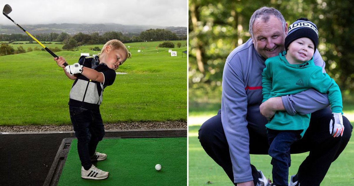 toddler golf pro george.jpg?resize=412,275 - Un jeune garçon impressionne avec son talent de golfeur. Il deviendra certainement professionnel