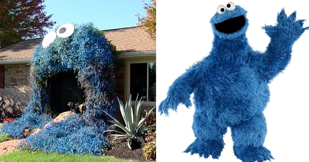 woman who is a huge fan of tv show sesame street turned her front door into cookie monster this halloween.jpg?resize=1200,630 - A Huge Fan Of 'Sesame Street' Turned Her Front Door Into A Cookie Monster For Halloween