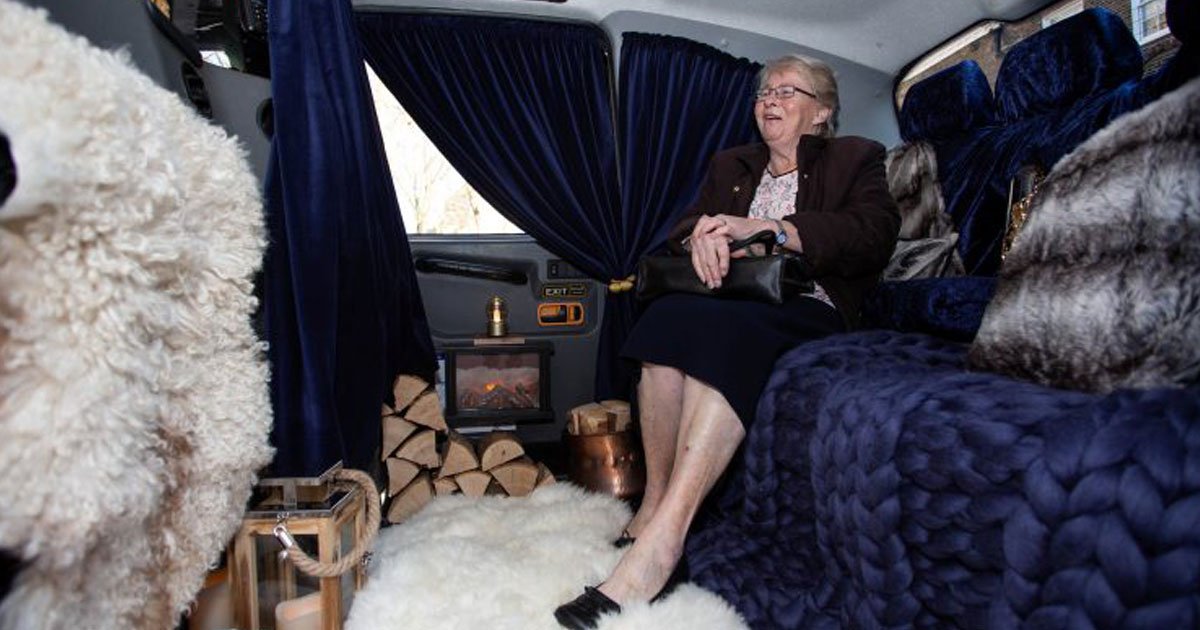 worlds cosiest taxi baxi.jpg?resize=1200,630 - The World’s Cosiest Taxi With Sheepskin Rugs, Complimentary Slippers, And A Fireplace