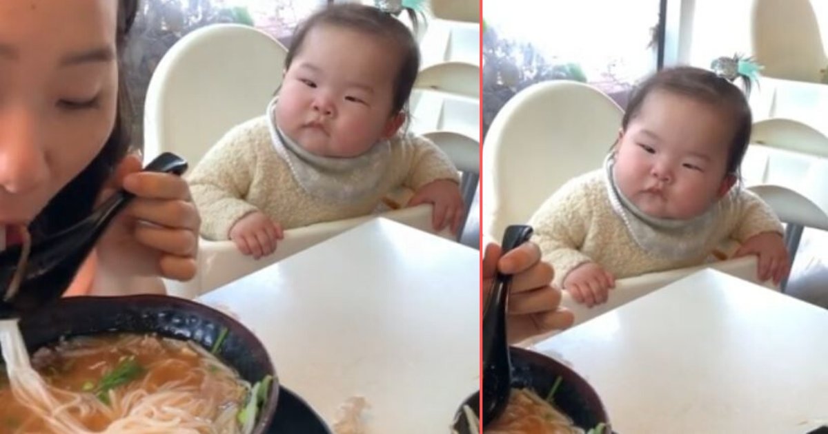 1 6.png?resize=1200,630 - Baby Girl Cannot Stop Drooling As She Watches Her Mother Eating Noodles
