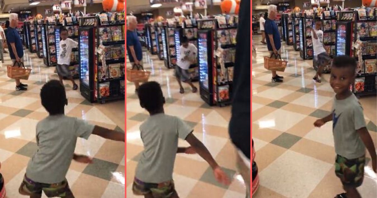 5 25.png?resize=1200,630 - Little Boy Has A Random Dance-Off at the Grocery Store With Another Kid