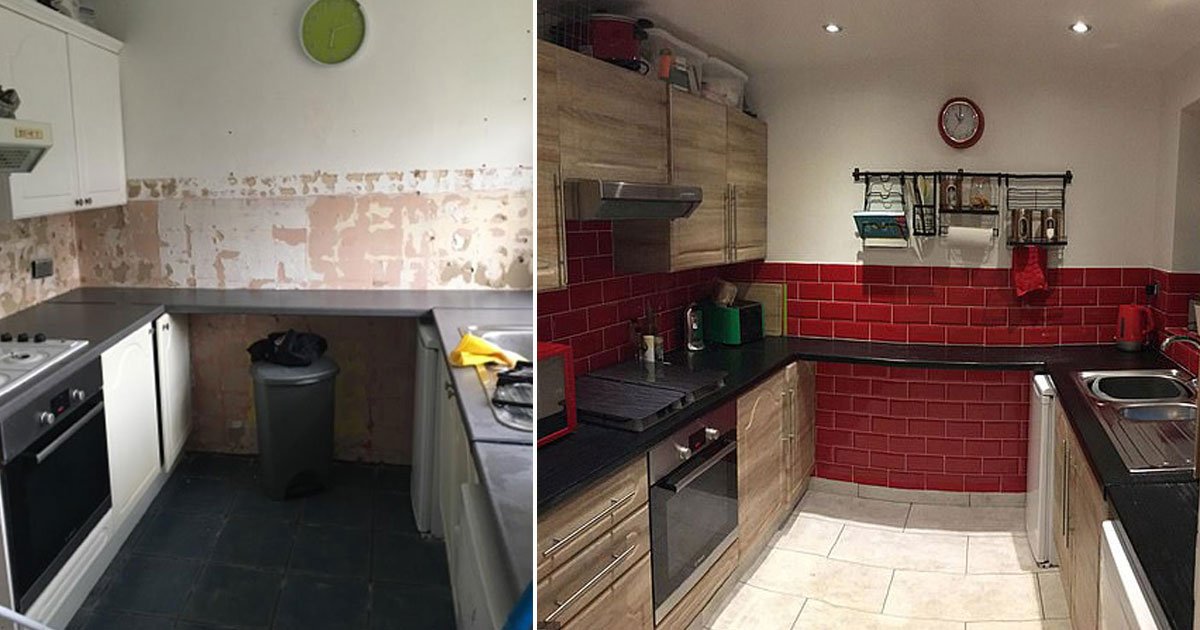 kitchen transformation couple.jpg?resize=1200,630 - Couple Transformed Their Kitchen For Only £500 Using Creative Hacks