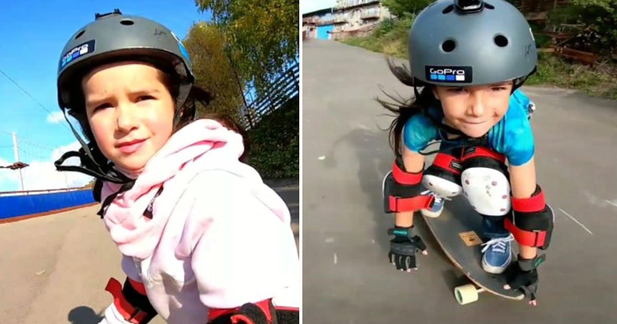 little snowboarder.jpg?resize=1200,630 - Six-Year-Old Snowboarding Champion Now Showed Off Her Skateboarding Skills
