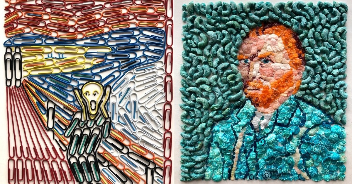r4 1.jpg?resize=412,232 - Young Artist Reproduced Classic Masterpieces Using Everyday Objects Such As Paper Clips And Tic Tacs