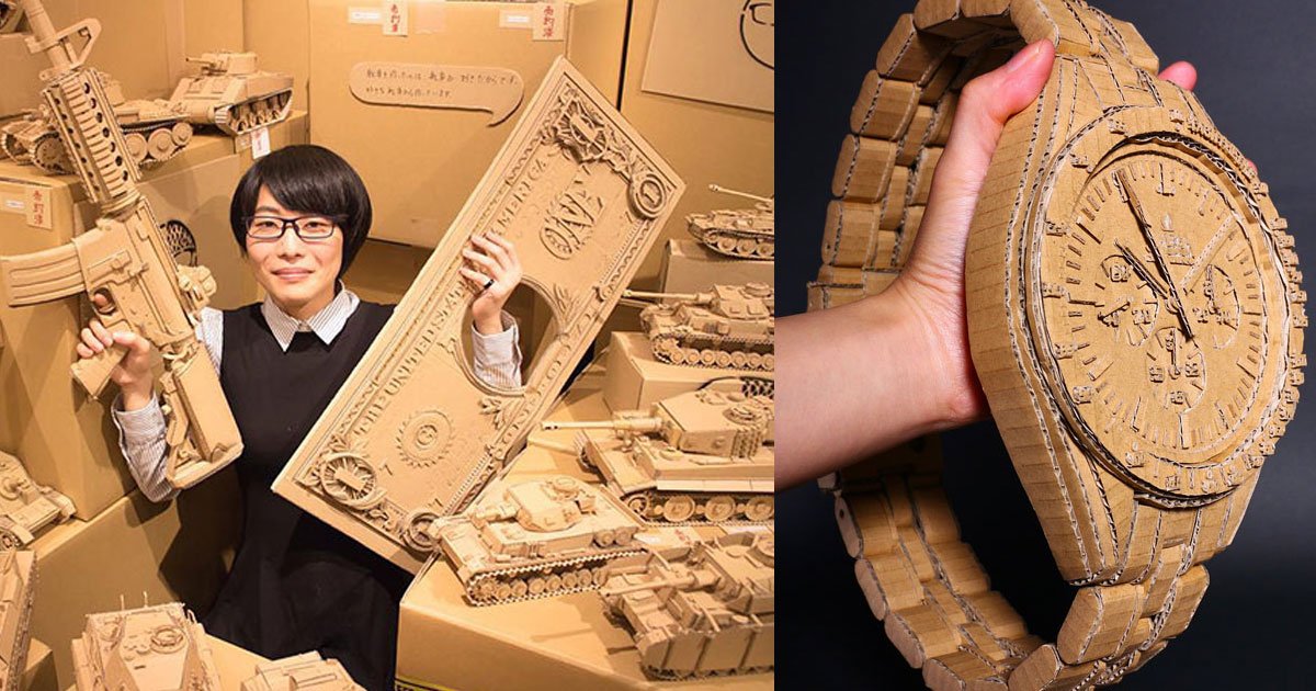 this woman turns old cardboard boxes into awesome pieces of art.jpg?resize=412,275 - Cette femme transforme de vieilles boîtes en carton en œuvres d'art impressionnantes