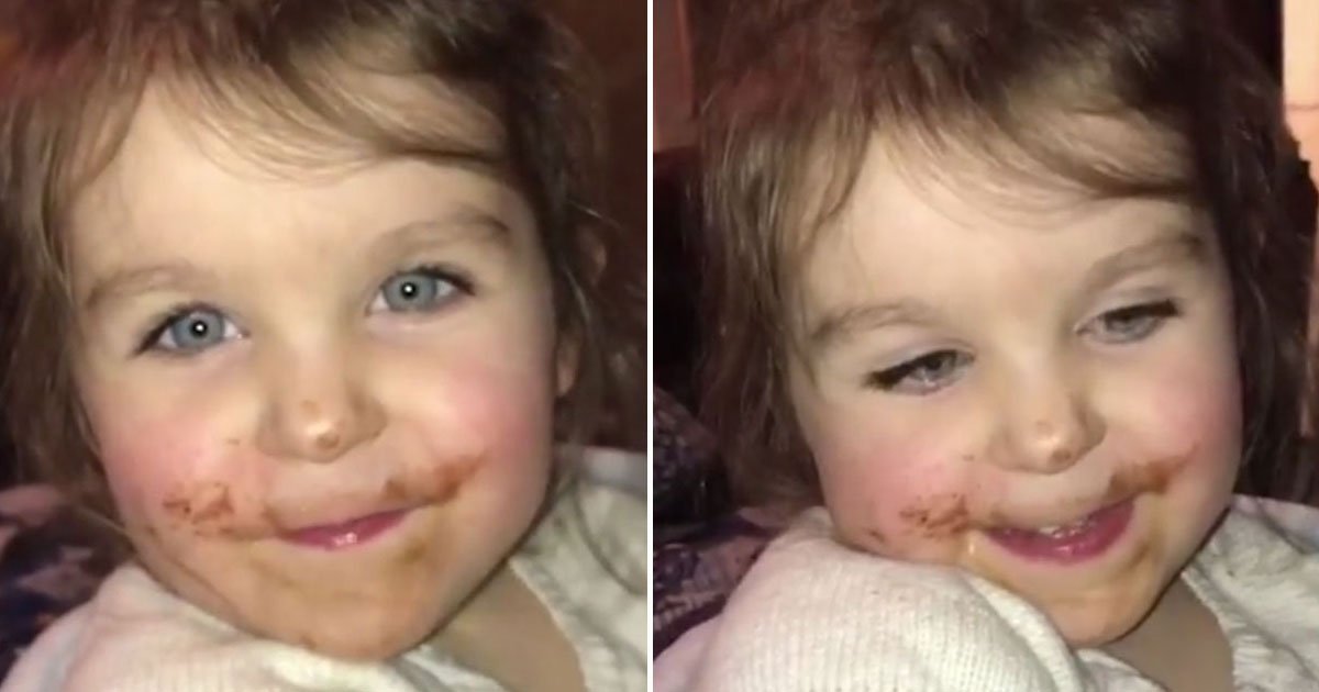 toddler lies about eating chocolate.jpg?resize=412,232 - Adorable Toddler Caught With Her Cheeks Covered In Chocolate But Claimed She Didn’t Eat Chocolate