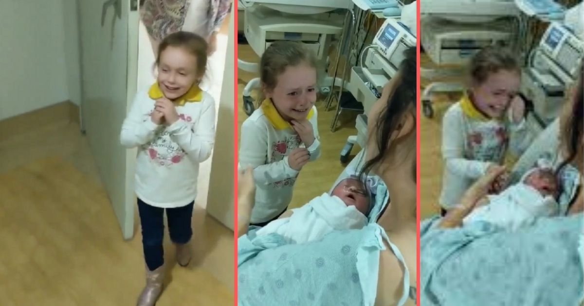 y2 4.jpg?resize=412,232 - 6-Year-Old Girl Can't Hold Back Her Tears After Meeting Her Baby Brother