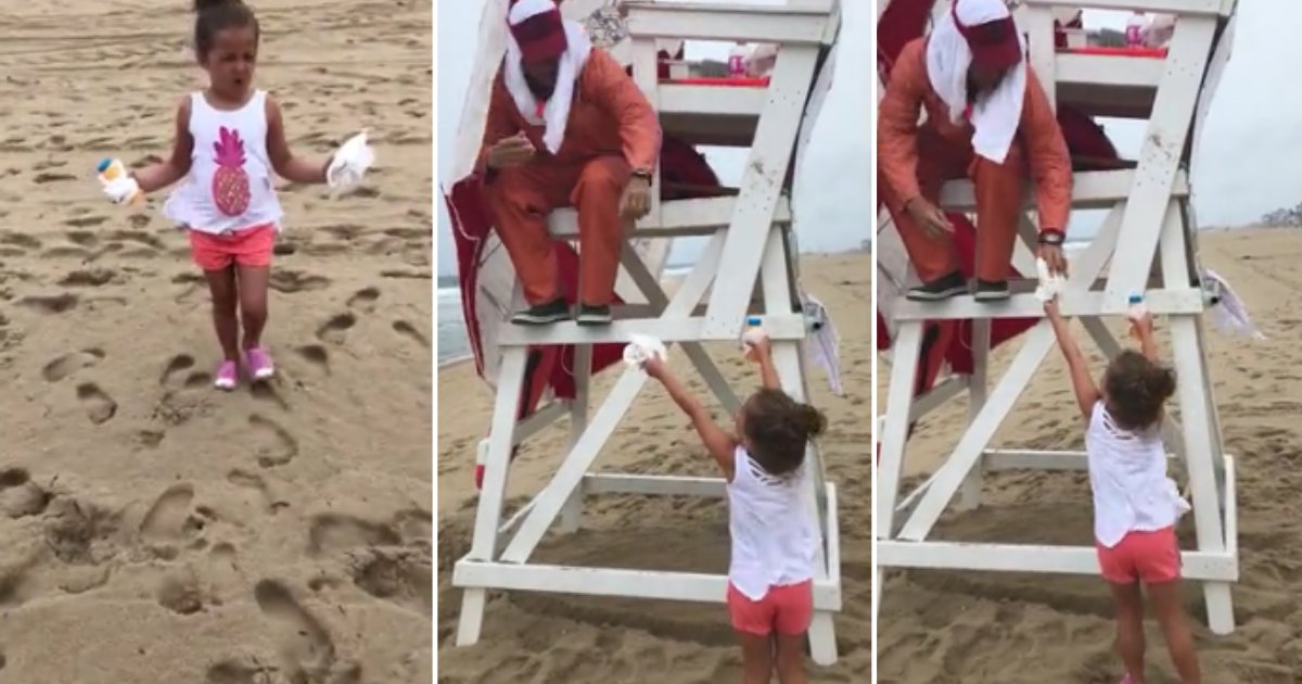 1 31.png?resize=1200,630 - Adorable 6 Year Old Girl Brings Lunch to Lifeguard Working On The Beach In The Harsh Sun