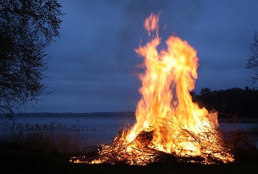 Fire, Flames, Bonfire, Sweden, Night