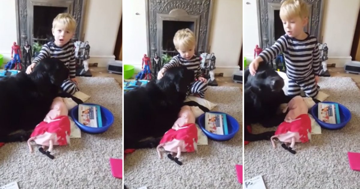 3 6.png?resize=1200,630 - The Adorable Moment Captured A Baby Singing a Lullaby to His Dog