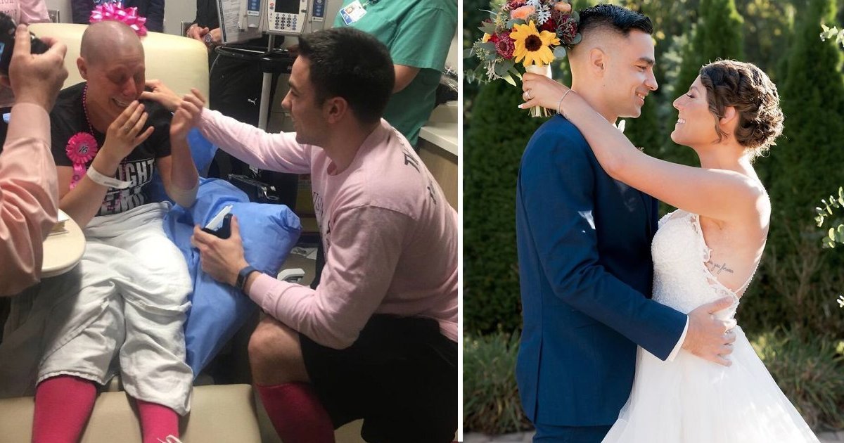 fasfsafasf.jpg?resize=1200,630 - Loyal Boyfriend Who Stuck With Girlfriend during Breast Cancer Proposes on Her Last Day of Chemo