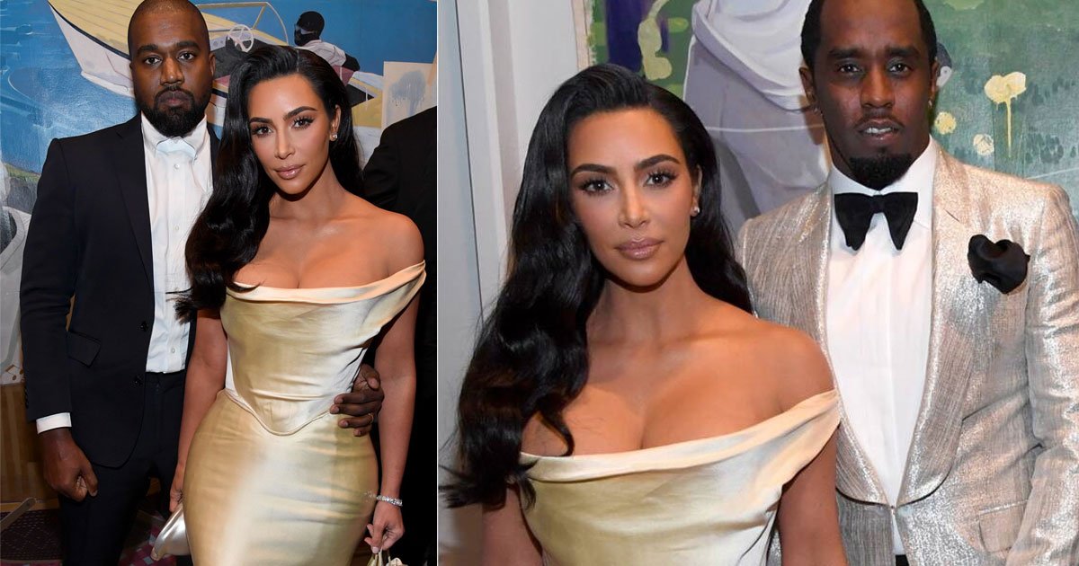 kim kardashian looked stunning in a silk champagne gown at diddys extravagant 50th birthday party.jpg?resize=412,275 - Kim Kardashian Looked Stunning In A Silk Champagne Gown At Diddy's Extravagant 50th Birthday Party