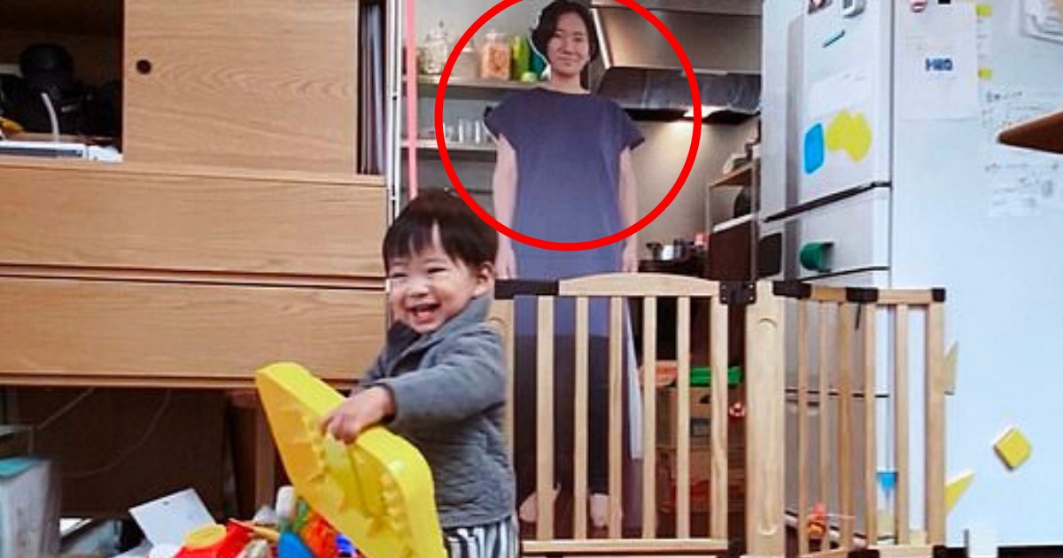 mother6 1.png?resize=412,232 - Witty Mom Uses Cardboard Cut-Out Of Herself To Stop Her Son From Crying