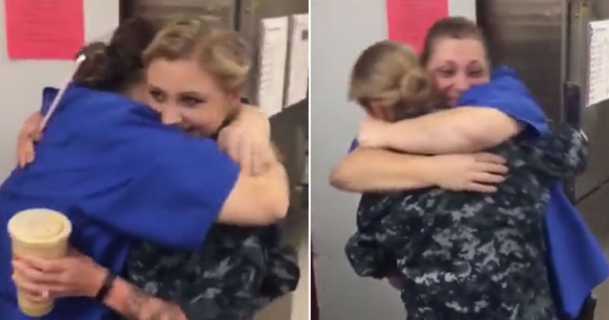 reunion.jpg?resize=1200,630 - Navy Sailor Surprised Her Mother After Coming Back From Training After More Than A Year