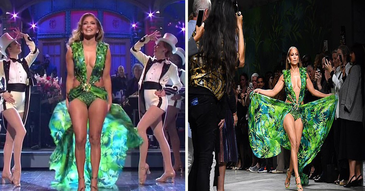 untitled 1 32.jpg?resize=1200,630 - Jennifer Lopez portait son iconique robe Versace pour animer «Saturday Night Live»